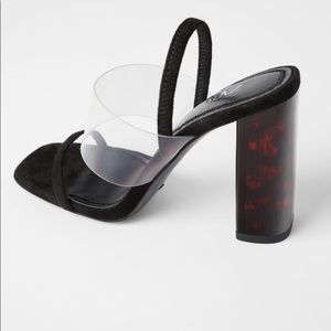 ZARA Tortoise Shell Block heeled clear sandals